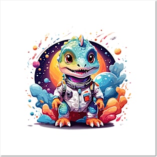 dinosaur astronaut in space Posters and Art